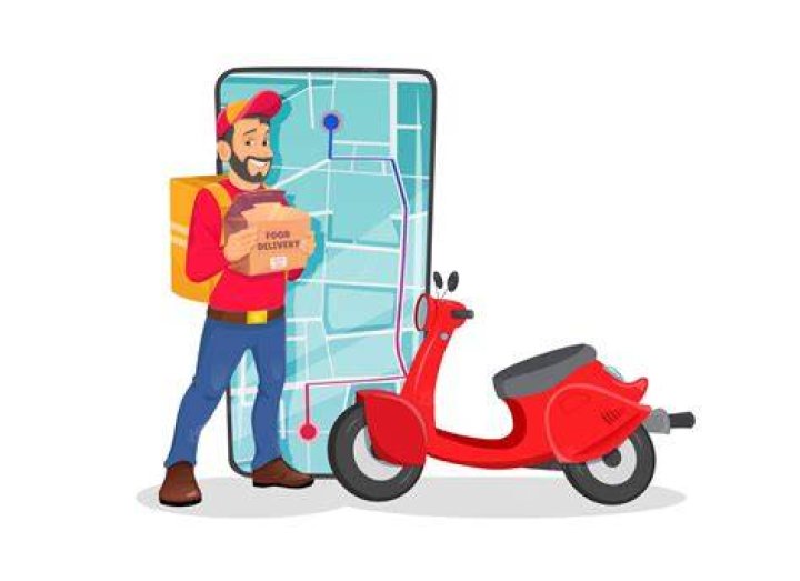 A delivery man on a bicycle