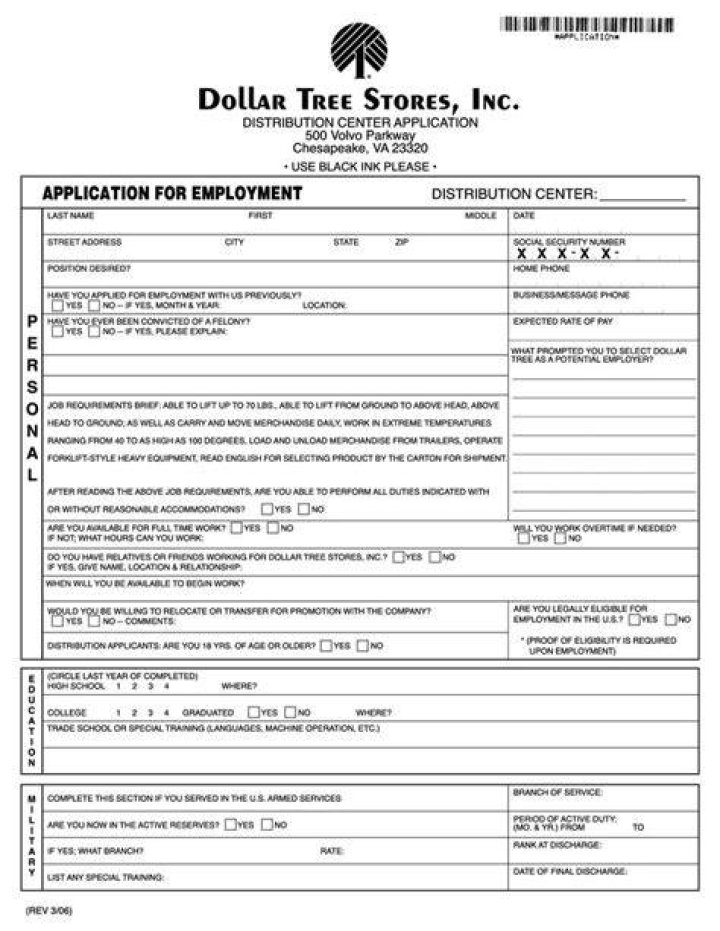 dollar tree franchise application