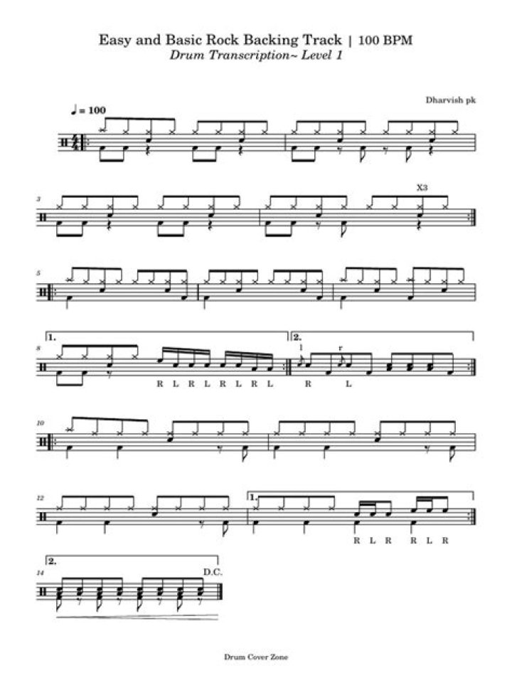 Easy and Basic Rock Backing Track | 100 BPM Drumless with Click - popular songs at 110 bpm