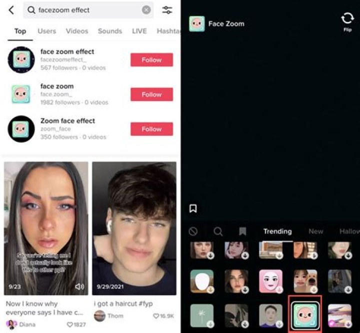 face zoom effect on tiktok