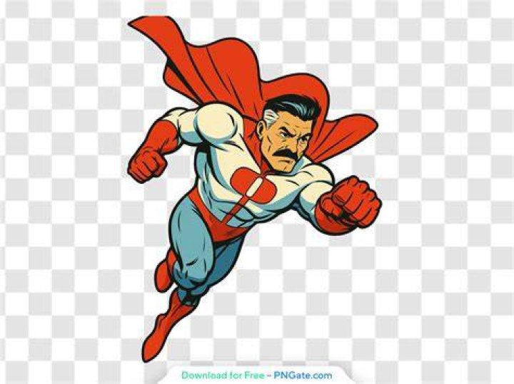 Omni-Man flying with his cape