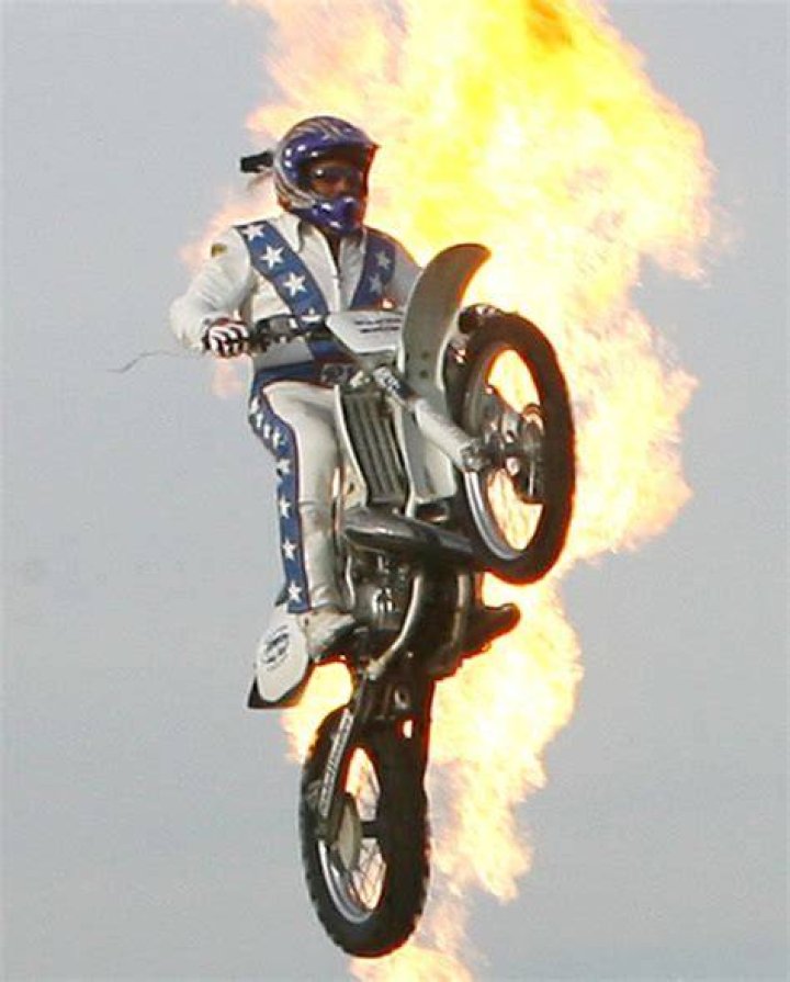 Robbie Knievel performing a daring jump Robbie Knievel performing a daring jump